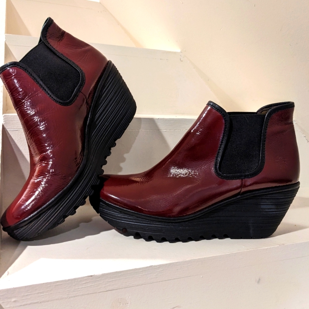 Red ankle boots